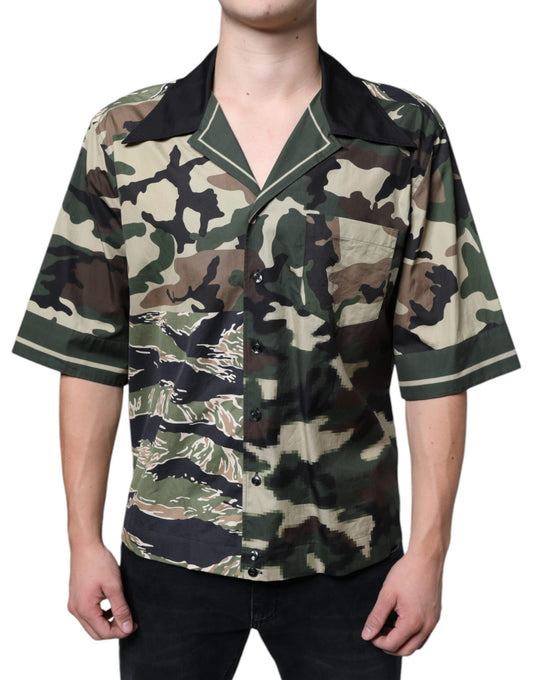 Dolce & Gabbana Multicolor Camouflage Button Down Men Casual Shirt Dolce & Gabbana