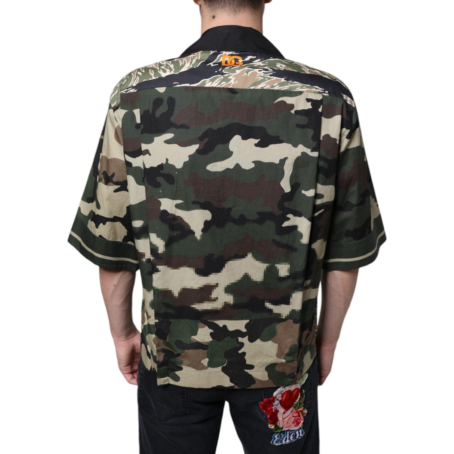 Dolce & Gabbana Multicolor Camouflage Button Down Men Casual Shirt Dolce & Gabbana