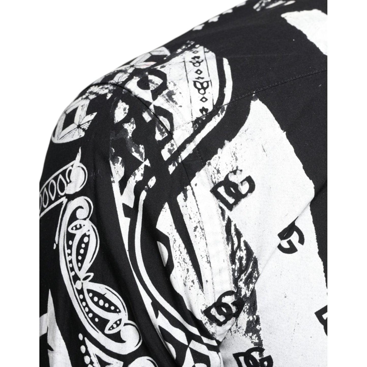 Dolce & Gabbana Black White Bandana Print Slim Cotton Shirt Dolce & Gabbana