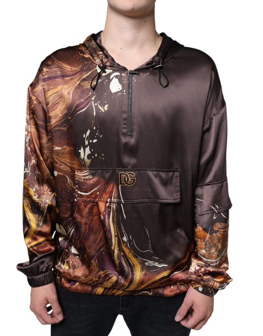 Dolce & Gabbana Brown Tie Dye Hooded Sweatshirt Sweater Dolce & Gabbana