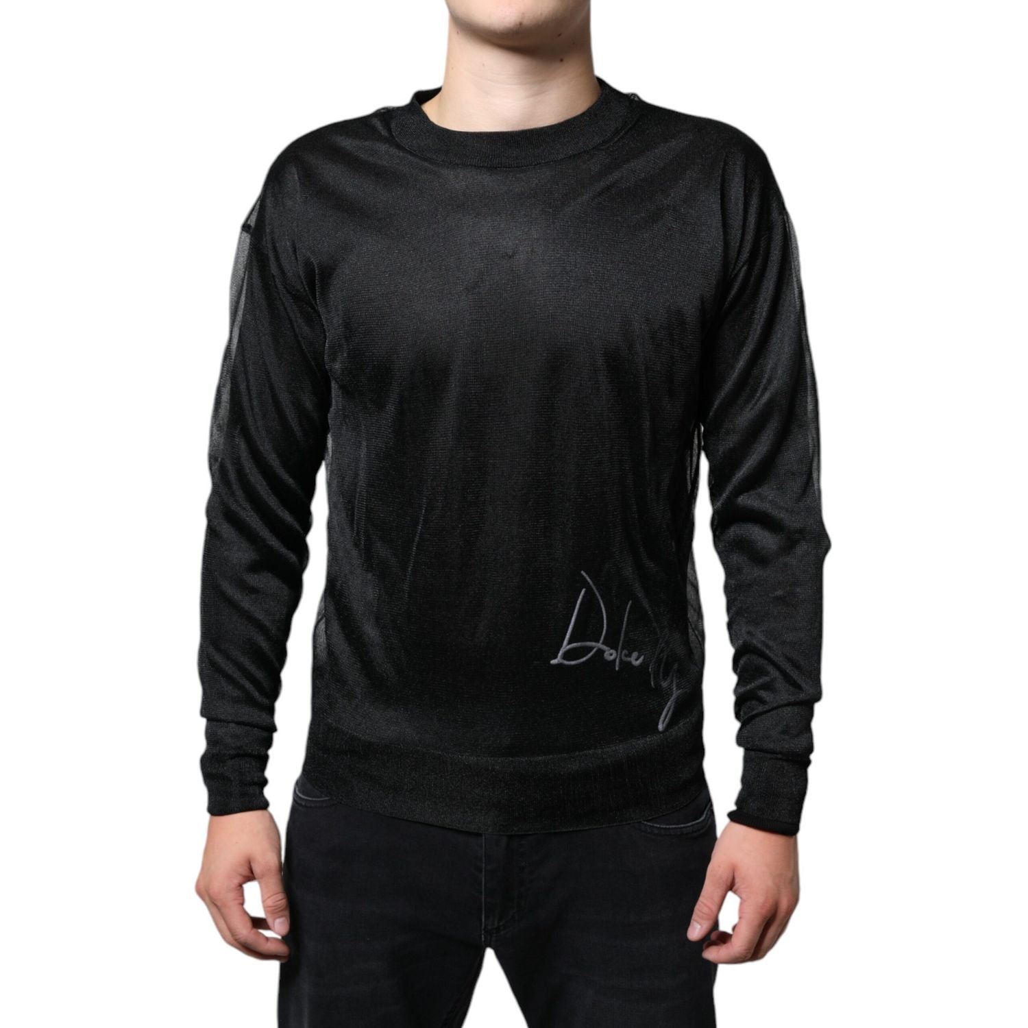 Dolce & Gabbana Black Polyester Pullover Sweatshirt Sweater