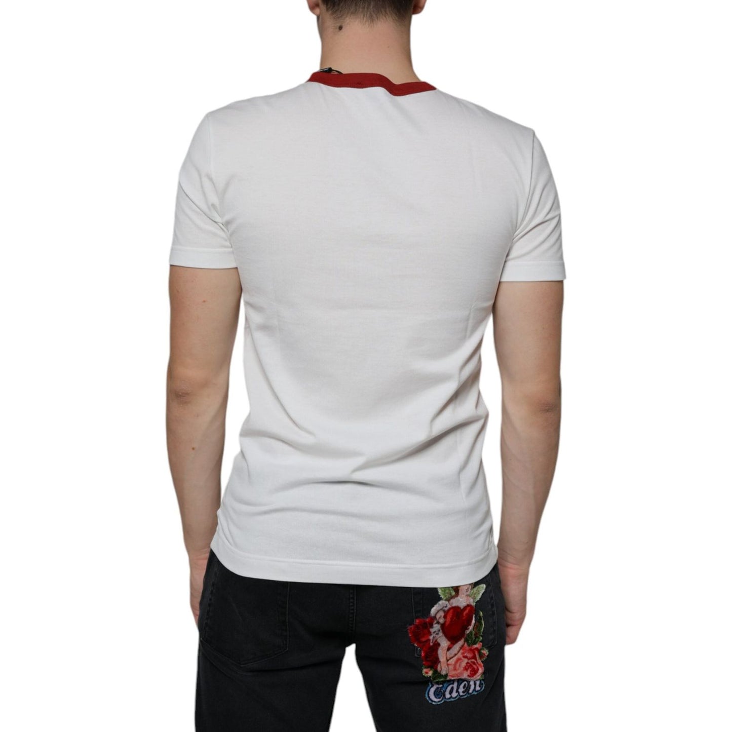 Dolce & Gabbana White Graphic Print Cotton Crew Neck T-shirt Dolce & Gabbana