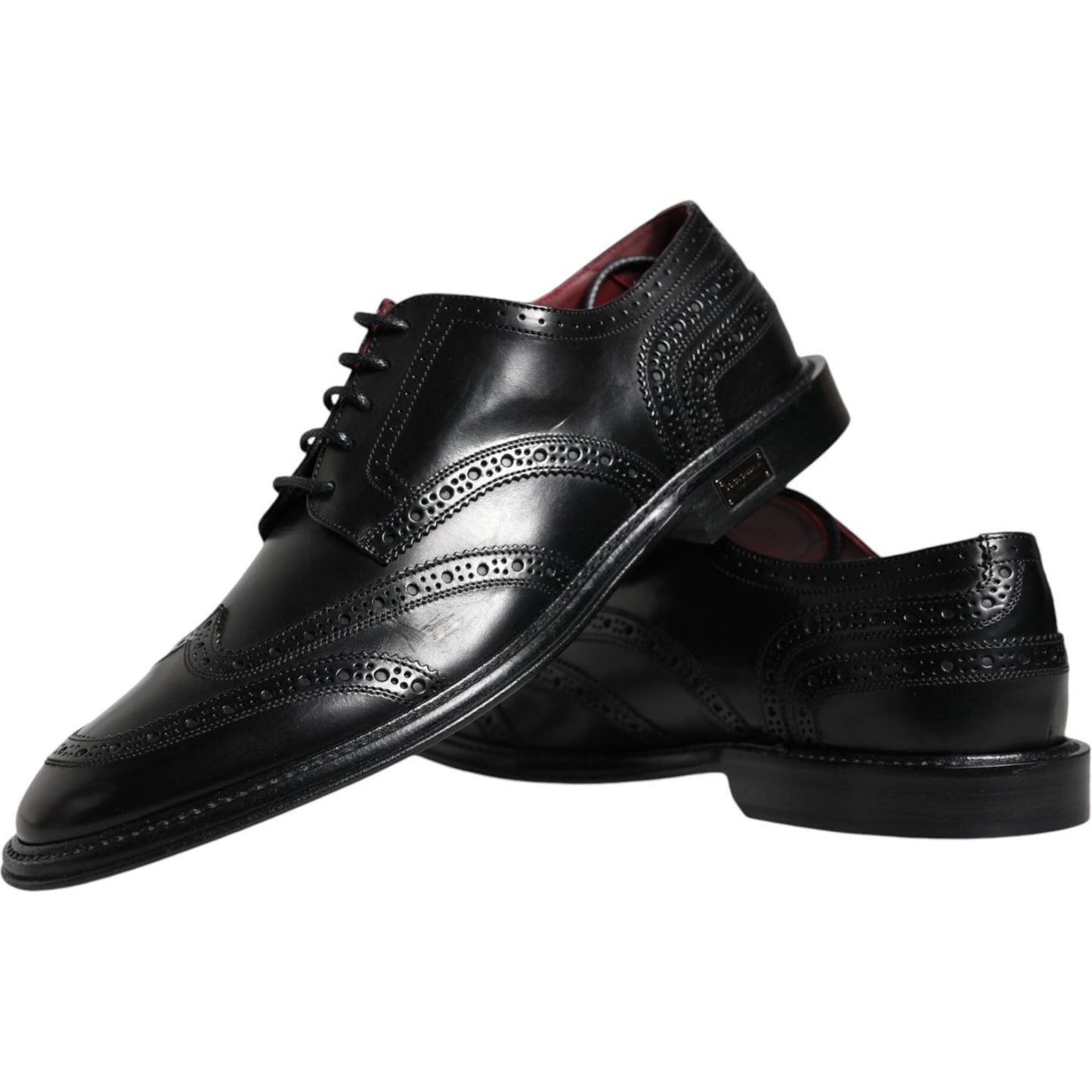 Dolce & Gabbana Black Leather Oxford Wingtip Formal Shoes Dolce & Gabbana