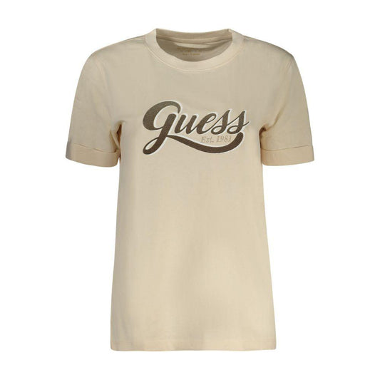 Guess Jeans Beige Cotton Tops & T-Shirt Guess Jeans