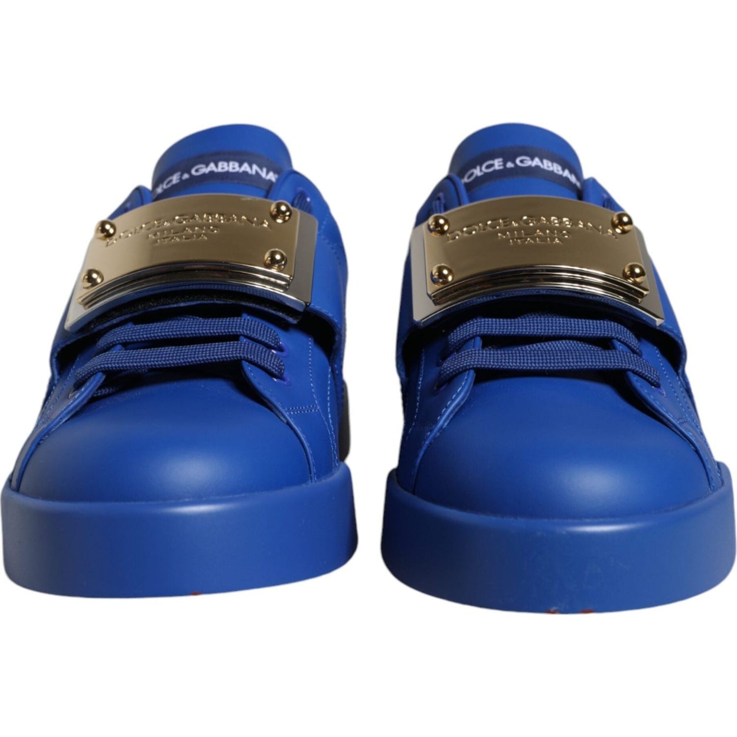 Dolce & Gabbana Blue Leather Low Top Portofino Sneakers Shoes Dolce & Gabbana