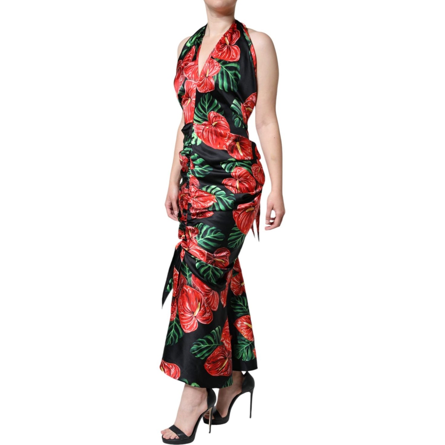 Dolce & Gabbana Black Tropical Floral Sheath Maxi Dress Dolce & Gabbana