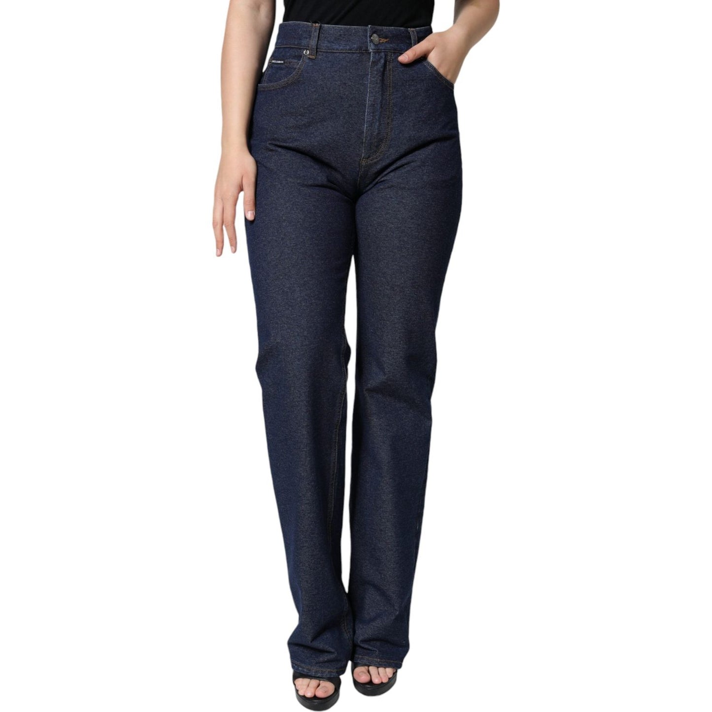 Dolce & Gabbana Dark Blue Cotton Stretch Straight Denim Jeans Dolce & Gabbana