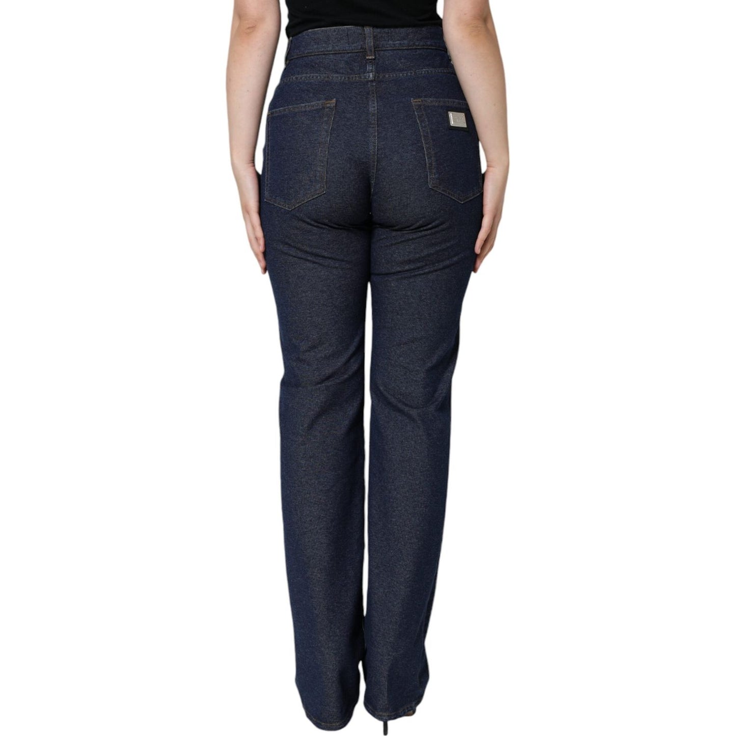 Dolce & Gabbana Dark Blue Cotton Stretch Straight Denim Jeans Dolce & Gabbana