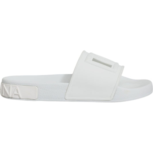 Dolce & Gabbana White Rubber Slides Sandals Beachwear Shoes Dolce & Gabbana