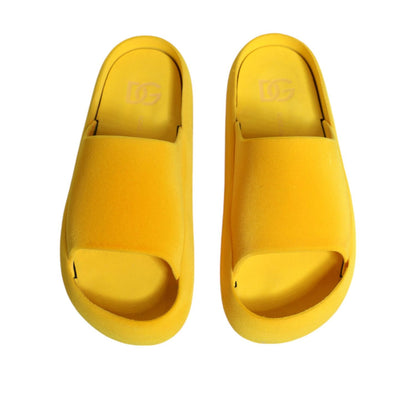 Dolce & Gabbana Yellow Rubber Slides Sandals Beachwear Shoes