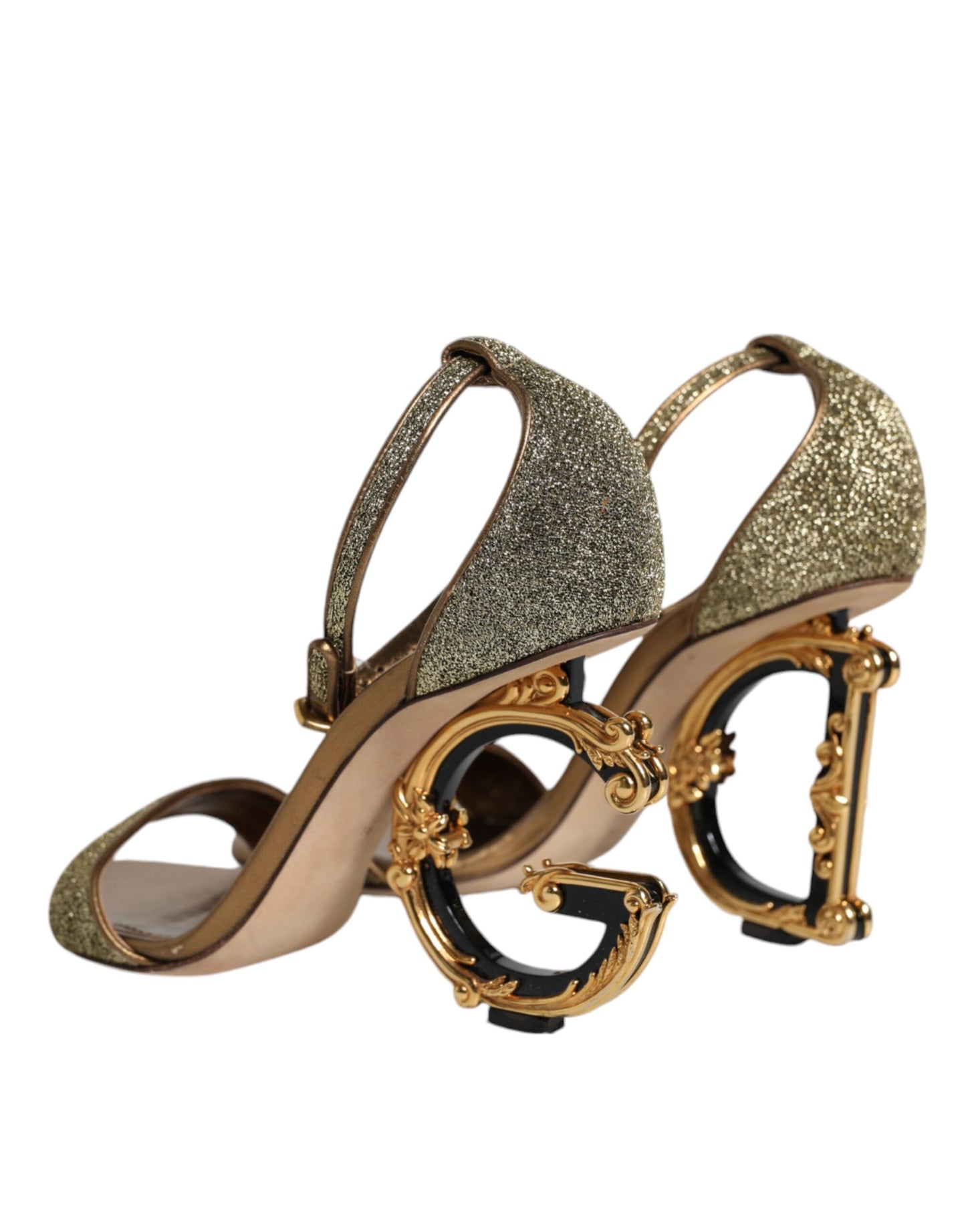 Dolce & Gabbana Gold Lurex Ankle Strap Heel Sandals Shoes Dolce & Gabbana