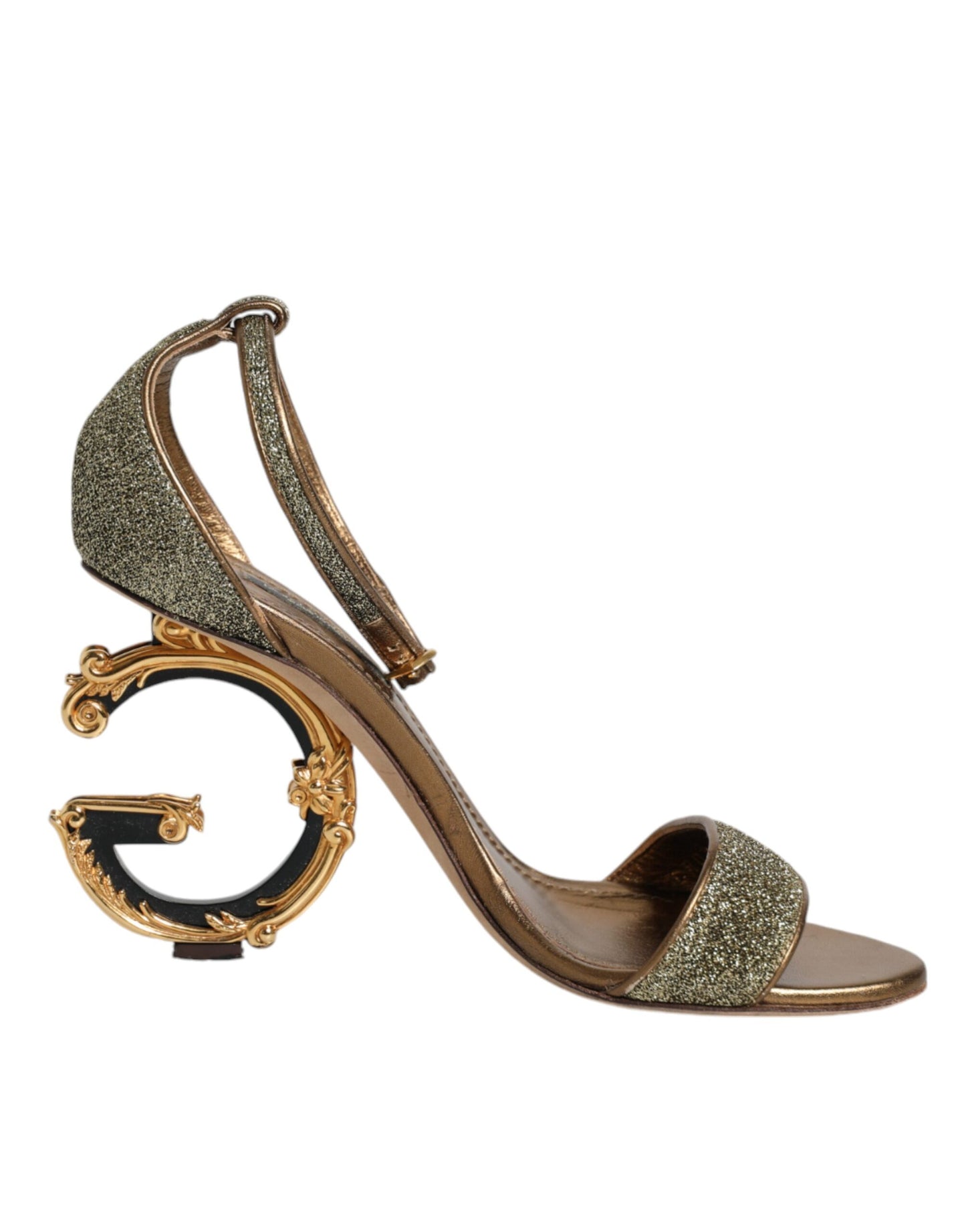 Dolce & Gabbana Gold Lurex Ankle Strap Heel Sandals Shoes Dolce & Gabbana