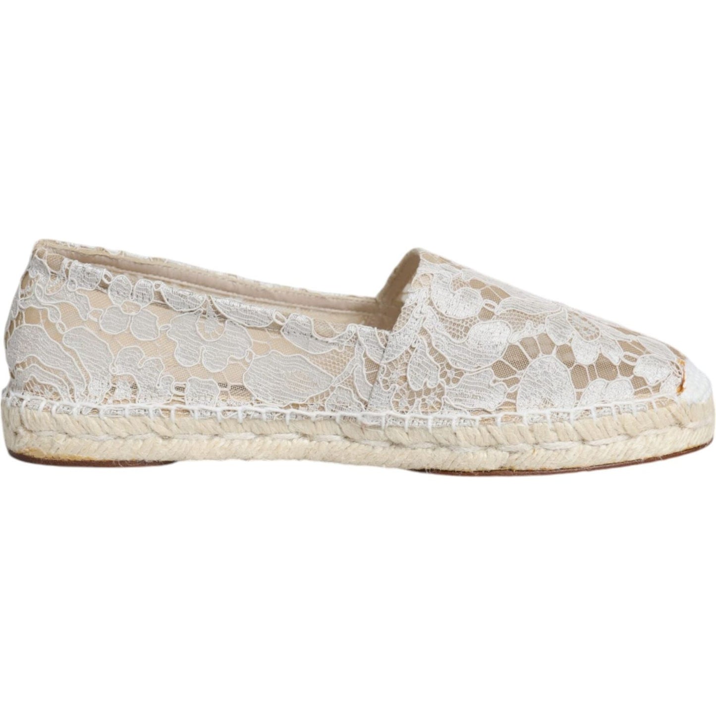 Dolce & Gabbana White Lace Viscose Espadrilles Flats Shoes Dolce & Gabbana