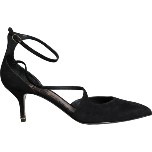 Dolce & Gabbana Black Suede Ankle Strap Heels Pumps Shoes Dolce & Gabbana