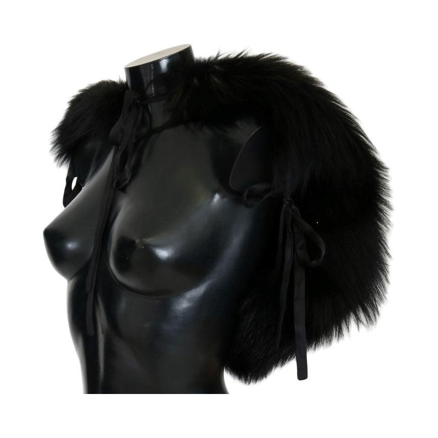 Dolce & Gabbana Black Silver Fox Fur Scarf Dolce & Gabbana