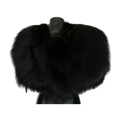 Dolce & Gabbana Black Silver Fox Fur Scarf Dolce & Gabbana