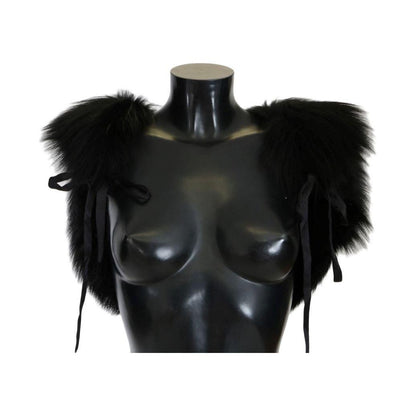 Dolce & Gabbana Black Silver Fox Fur Scarf Dolce & Gabbana
