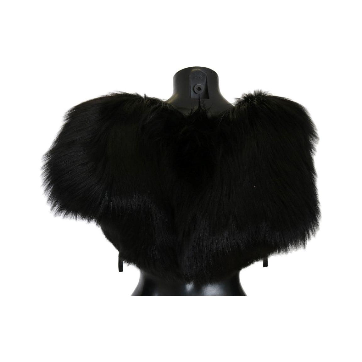 Dolce & Gabbana Black Silver Fox Fur Scarf Dolce & Gabbana
