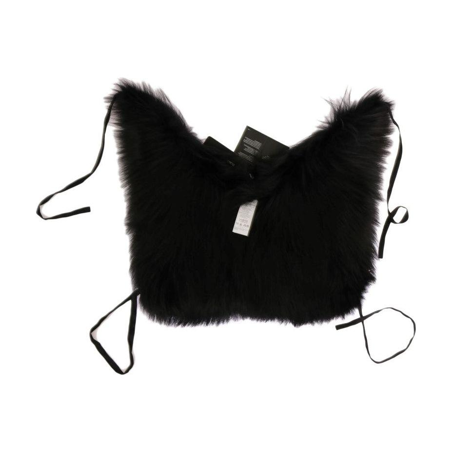 优雅黑色银狐毛围巾