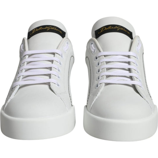 Dolce & Gabbana White Leather Portofino Low Top Sneaker Shoes Dolce & Gabbana