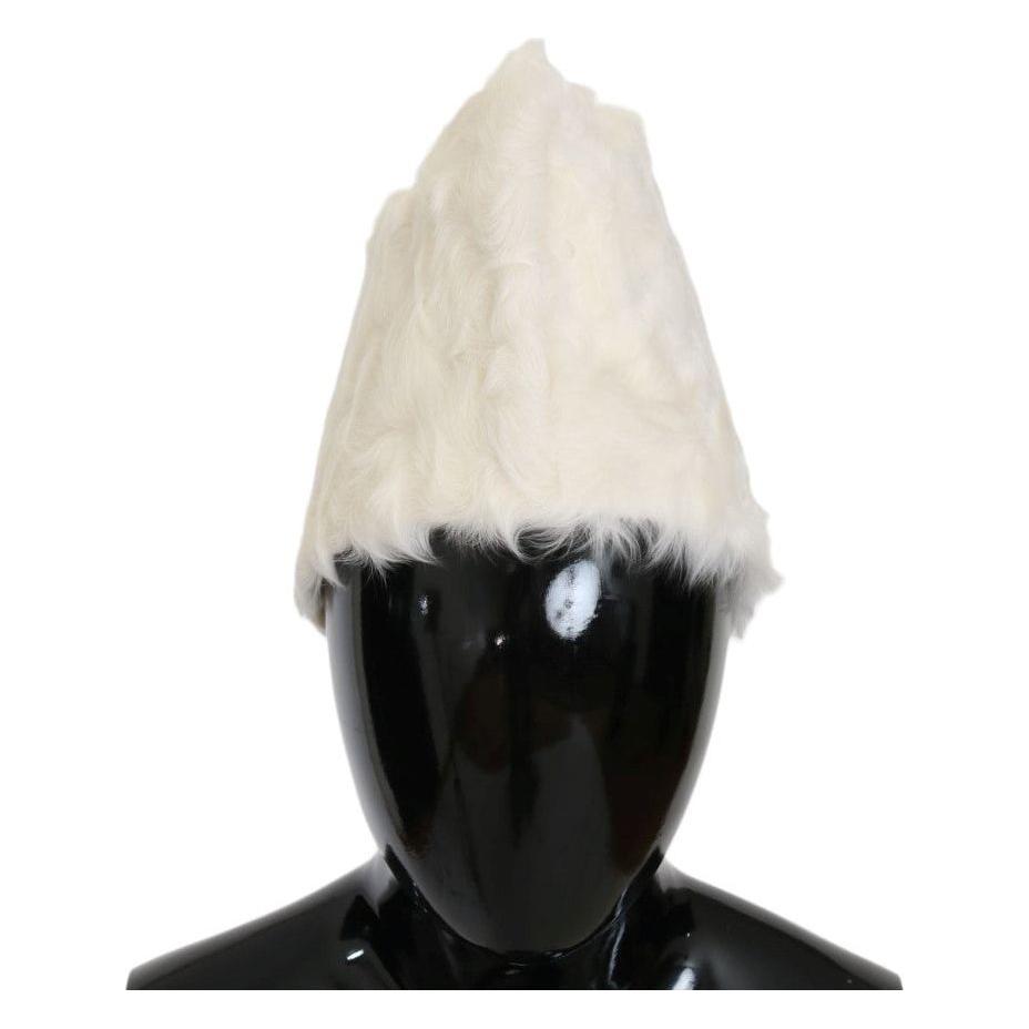 Dolce & Gabbana White Xiangao Lamb Fur Beanie Dolce & Gabbana