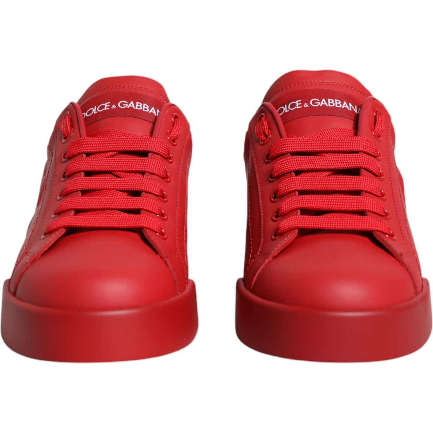 Dolce & Gabbana Red Leather Low Top Women Sneakers Shoes Dolce & Gabbana