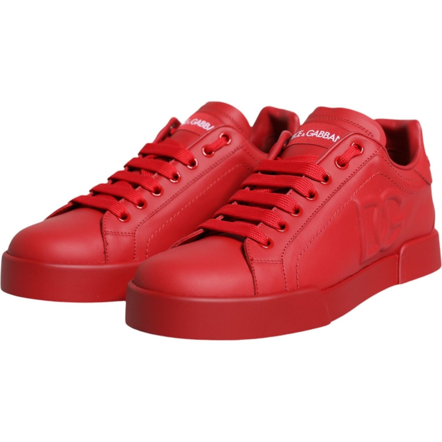 Dolce & Gabbana Red Leather Low Top Women Sneakers Shoes Dolce & Gabbana