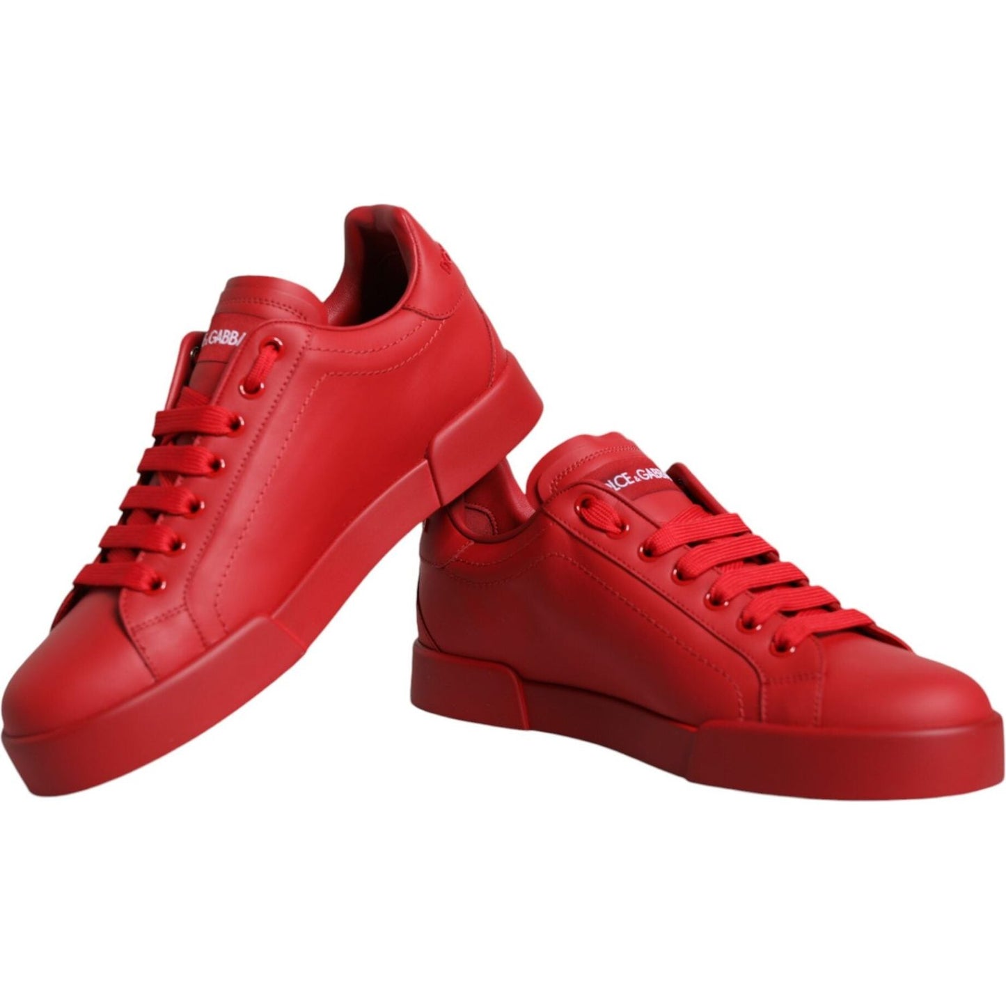 Dolce & Gabbana Red Leather Low Top Women Sneakers Shoes Dolce & Gabbana