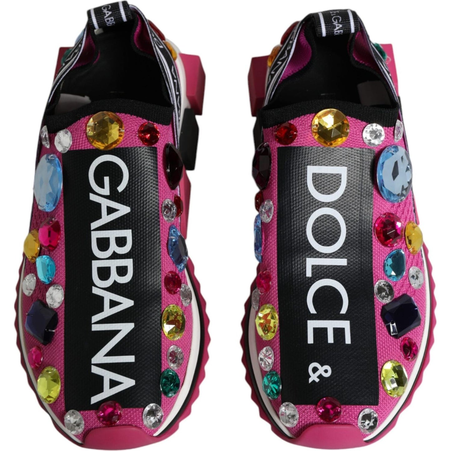 Dolce & Gabbana Pink Sorrento Crystals Low Top Sneakers Shoes Dolce & Gabbana