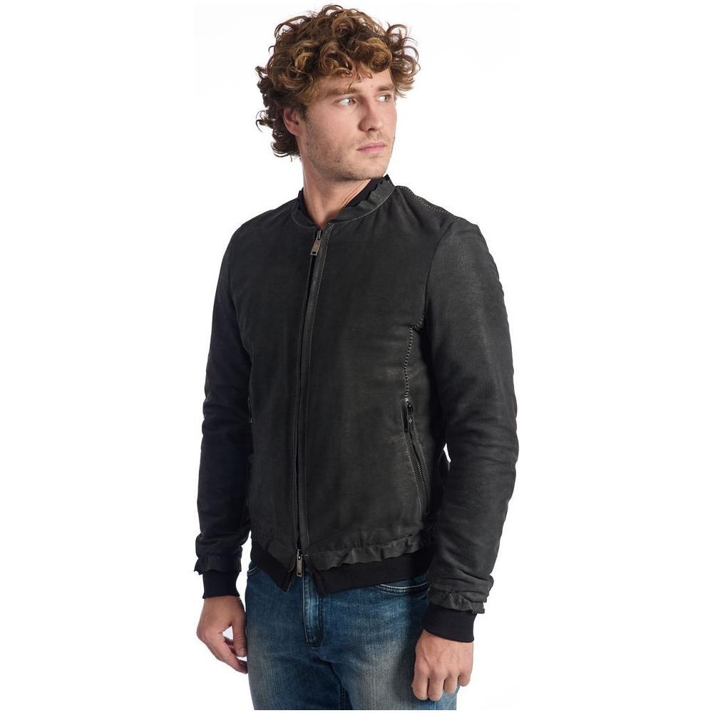 Roberto Pepe Luxury Gray Lambskin Men Jacket