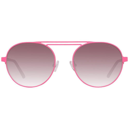 Guess multicolor acetate sunglasses in pink, model GU3028-5573F, unisex design, size 55/19/140 mm, filter category 3, UV protection.