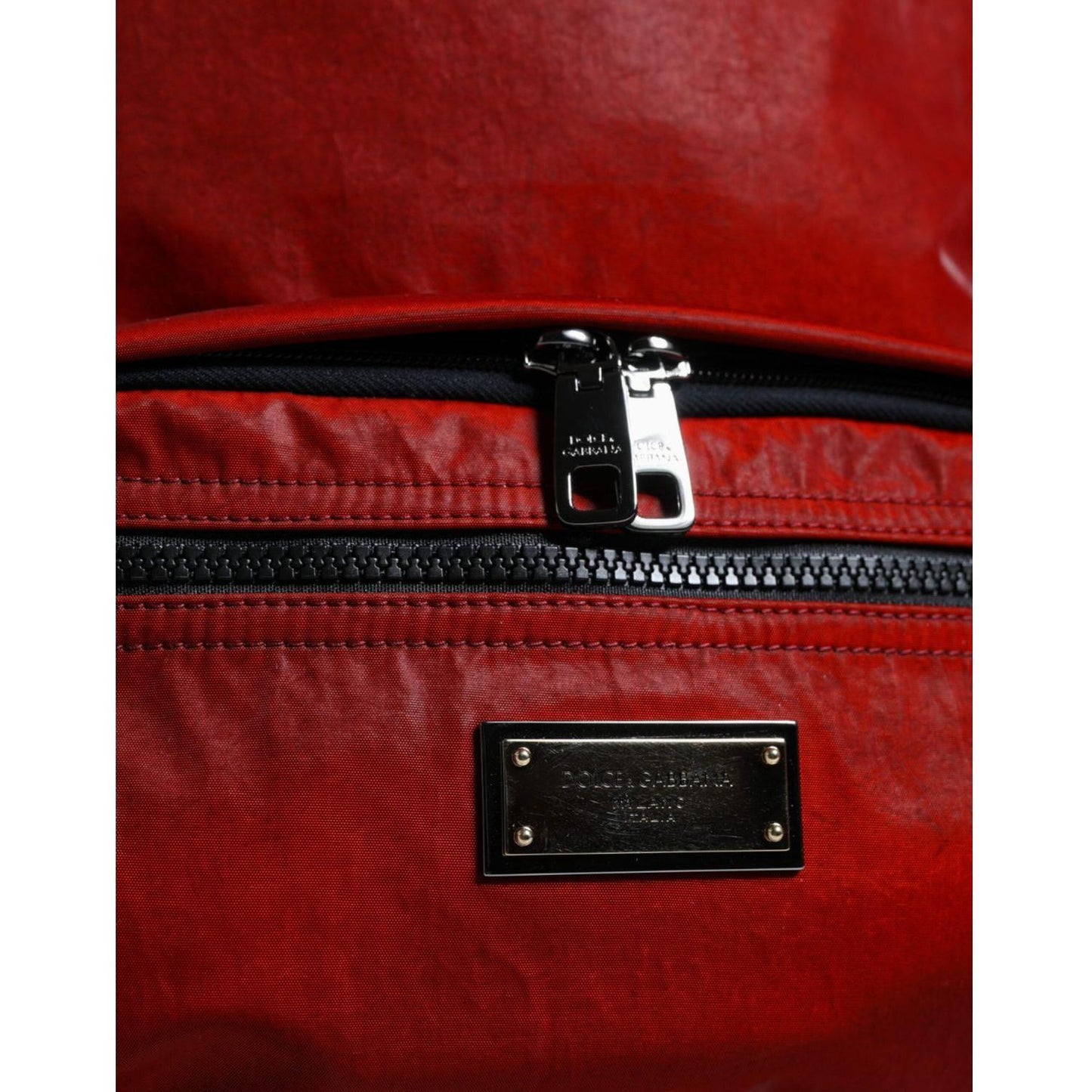 Dolce & Gabbana Red Patent Leather Logo Plaque Backpack Bag Dolce & Gabbana