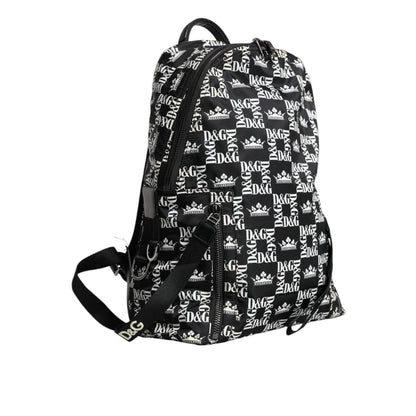 Dolce & Gabbana Black White DG Crown Logo Nylon Backpack Bag