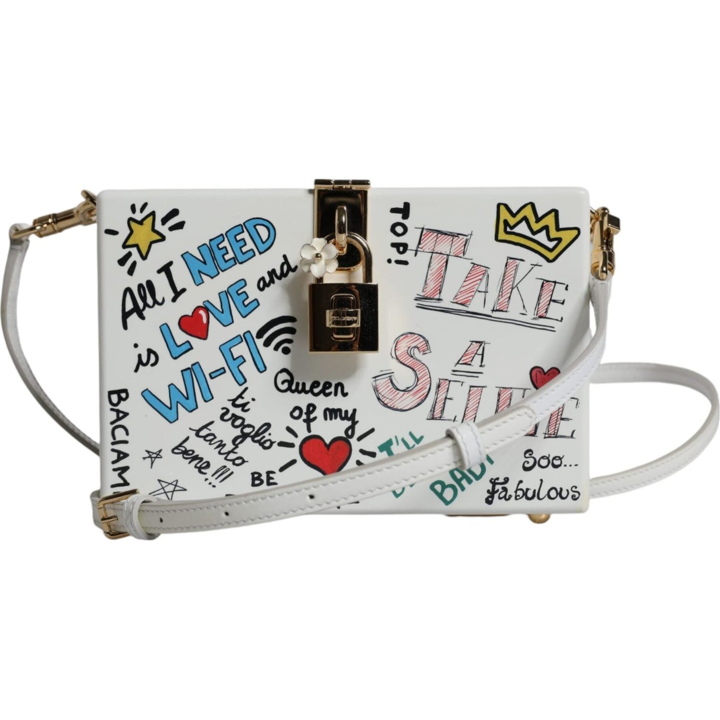 Dolce & Gabbana White Graffiti Print Clutch Crossbody Bag Dolce & Gabbana