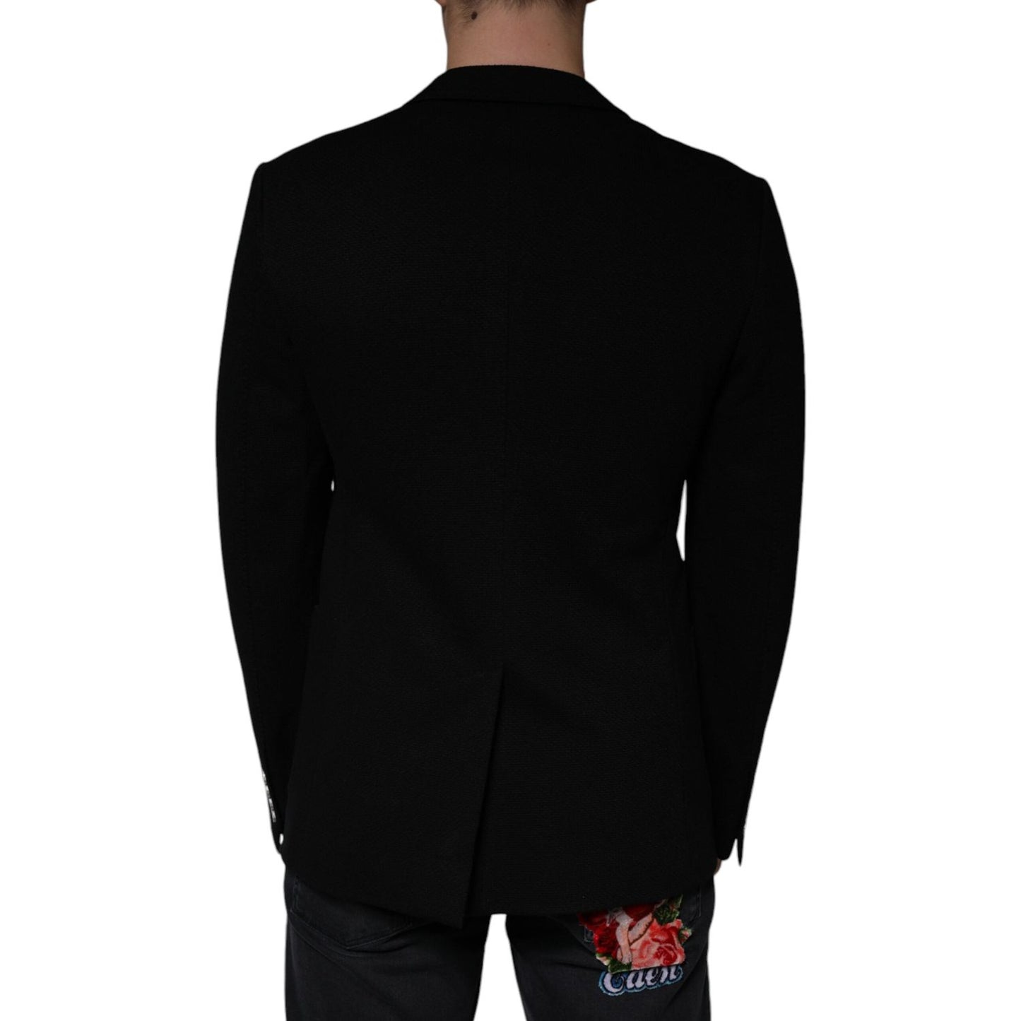 Dolce & Gabbana Black Crown Bee Single Breasted Coat Blazer Dolce & Gabbana