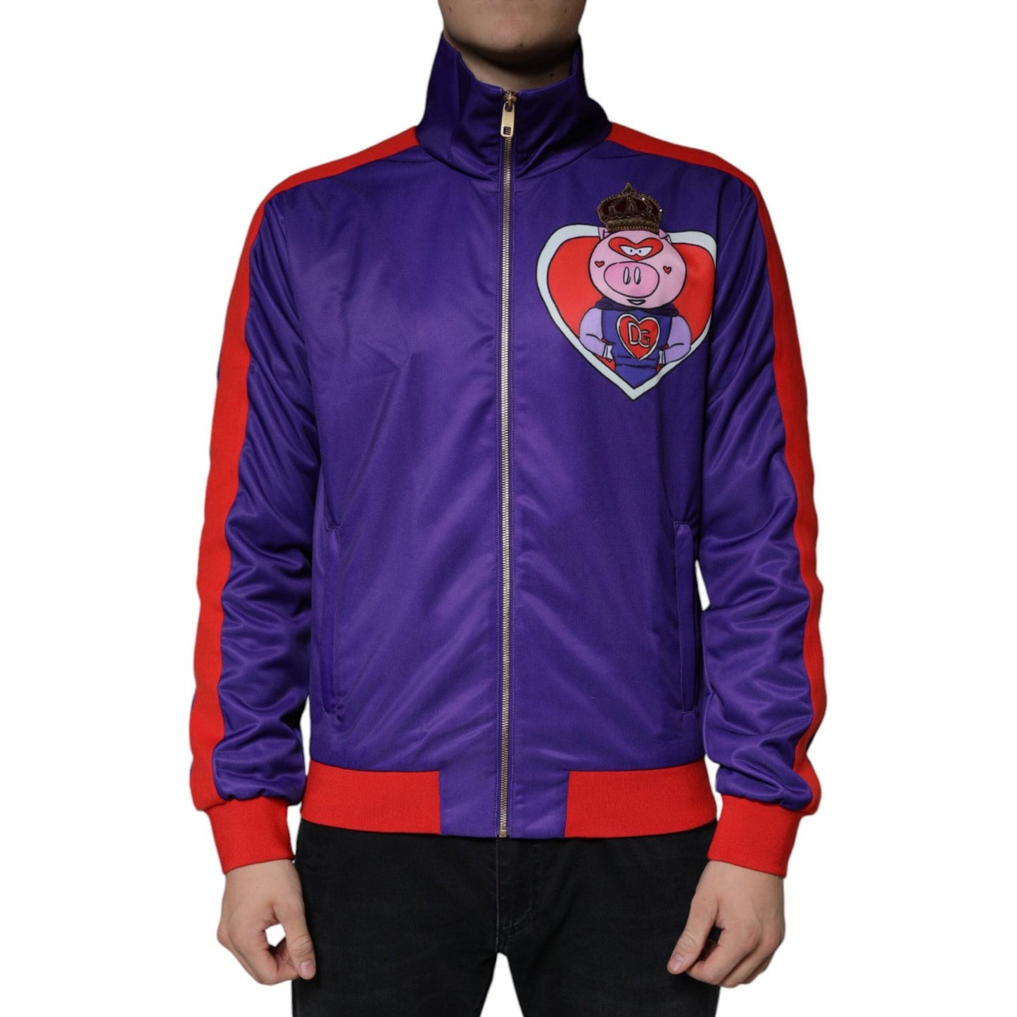 Dolce & Gabbana Purple YEAR OF THE PIG Full Zip Bomber Jacket Dolce & Gabbana Dark Slate Blue