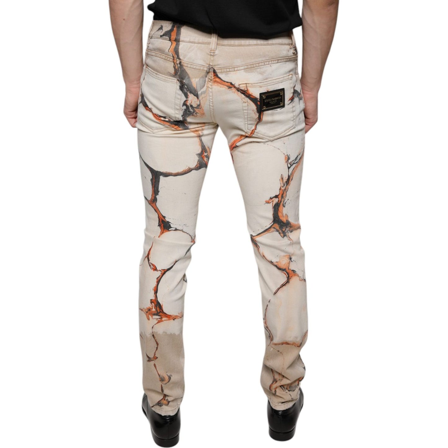 Dolce & Gabbana Beige Cotton Dye Slim Fit Men Denim Jeans Dolce & Gabbana