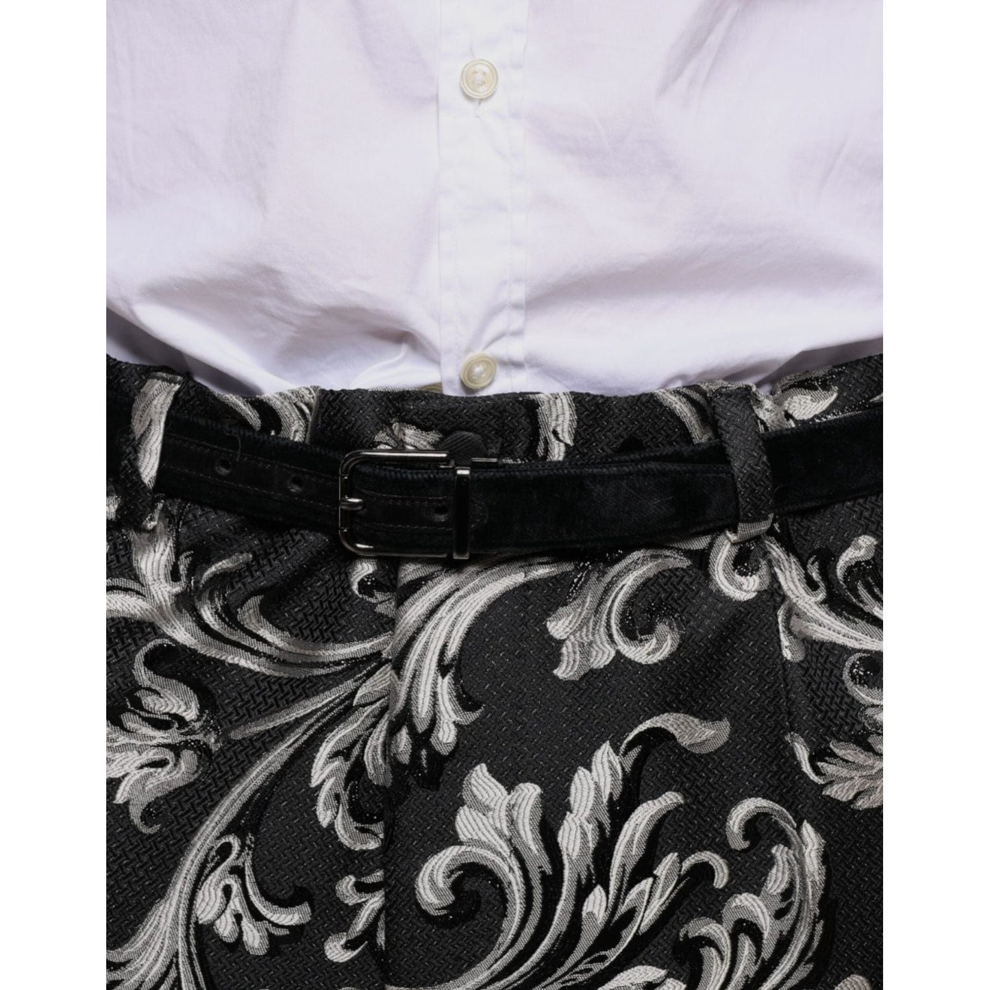 Dolce & Gabbana Black Jacquard Skinny Dress Pants Dolce & Gabbana