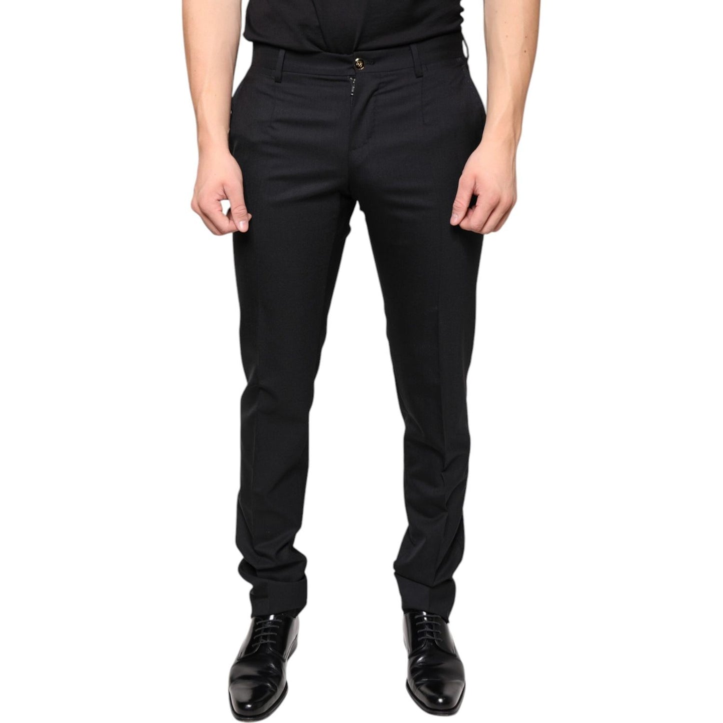 Dolce & Gabbana Black Wool Skinny Men Dress Pants Dolce & Gabbana