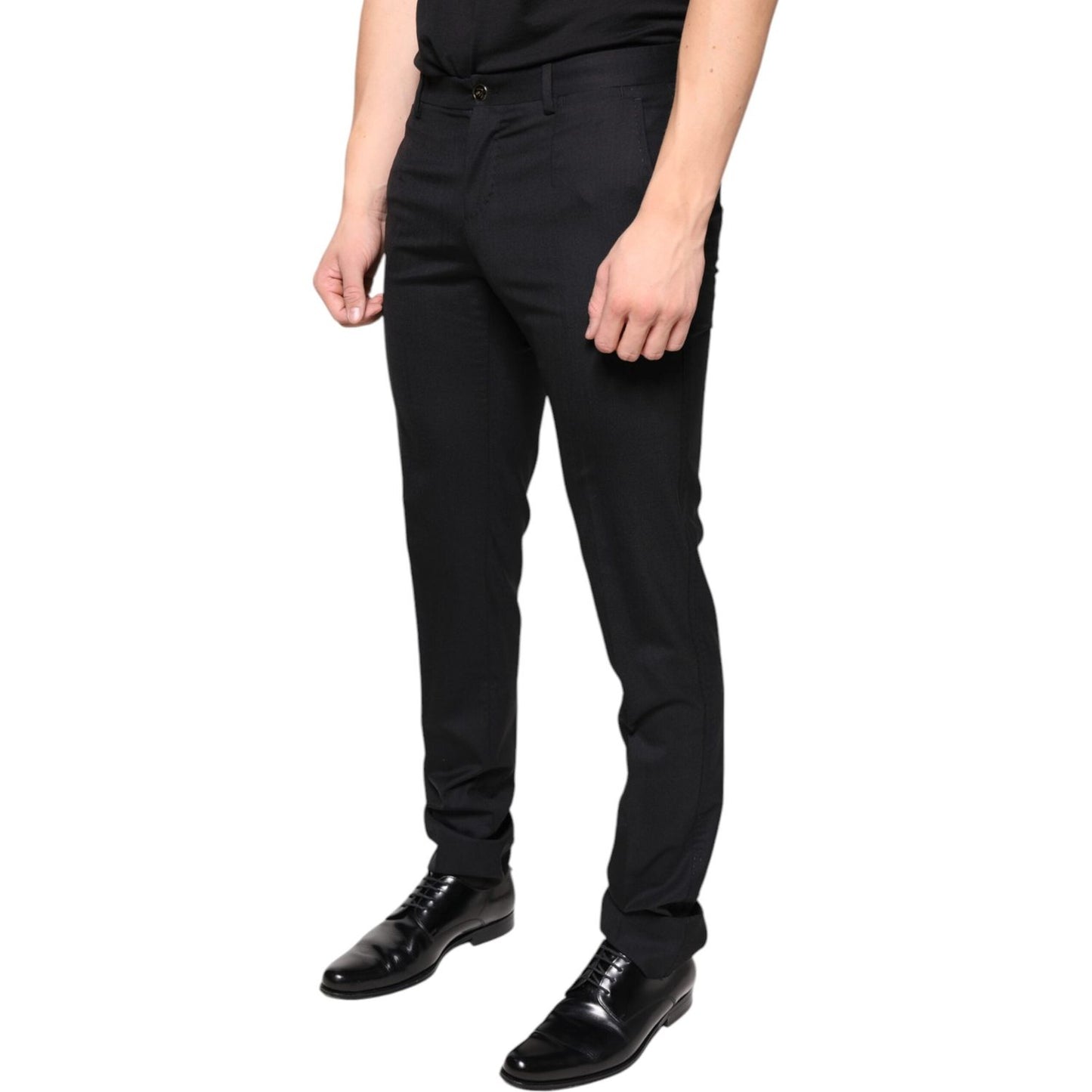 Dolce & Gabbana Black Wool Skinny Men Dress Pants Dolce & Gabbana