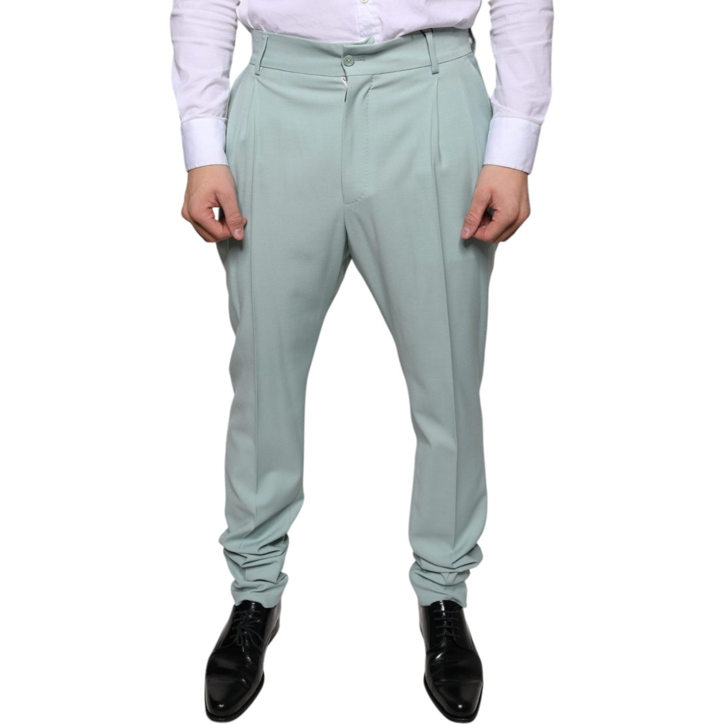 Dolce & Gabbana Mint Green Cotton Dress Pants Dolce & Gabbana