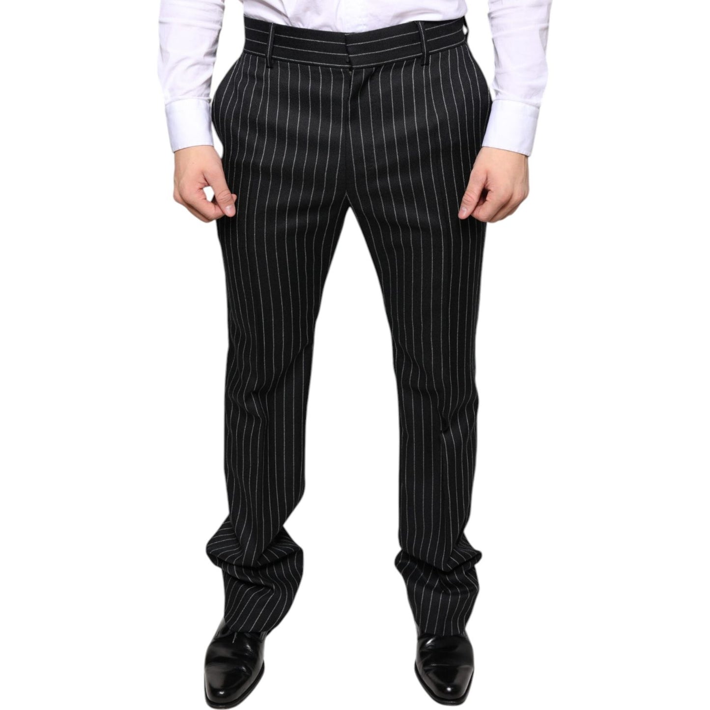 Dolce & Gabbana Black Stripes Skinny Men Dress Pants Dolce & Gabbana