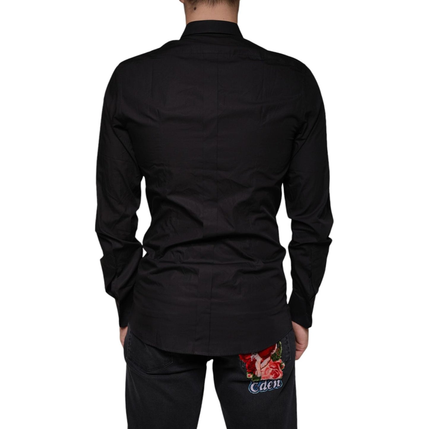 Dolce & Gabbana Black King Crown Embroidered GOLD Dress Shirt Dolce & Gabbana