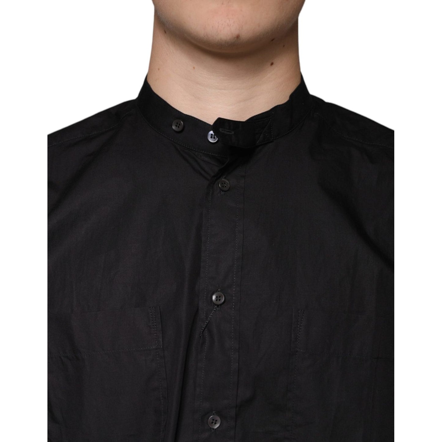 Dolce & Gabbana Black Cotton Button Down Men Casual Shirt Dolce & Gabbana