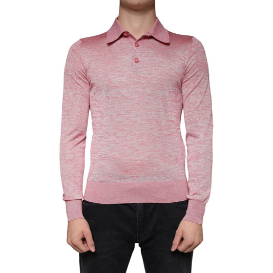 Dolce & Gabbana Pink Polyester Long Sleeve Men Polo T-shirt Dolce & Gabbana