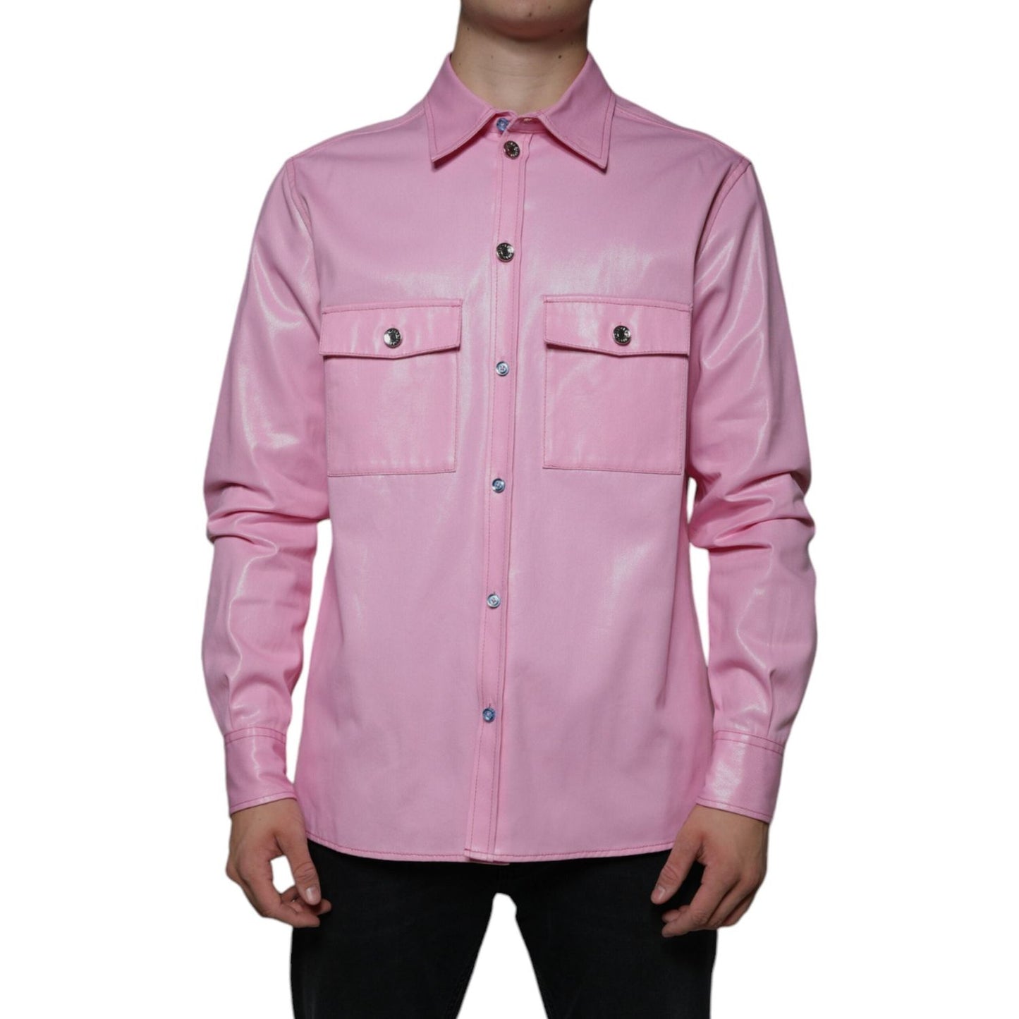 Dolce & Gabbana Pink Cotton Collared Button Down Shirt Dolce & Gabbana Rosy Brown