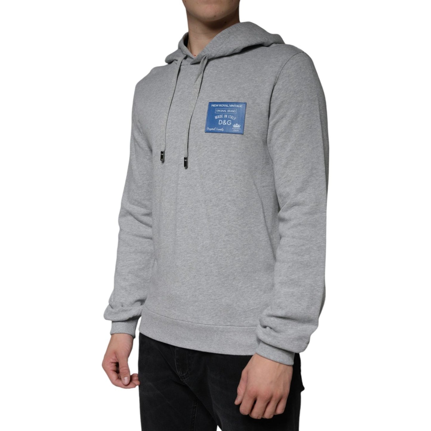 Dolce & Gabbana Gray Cotton Logo Hooded Sweatshirt Sweater Dolce & Gabbana Dark Gray