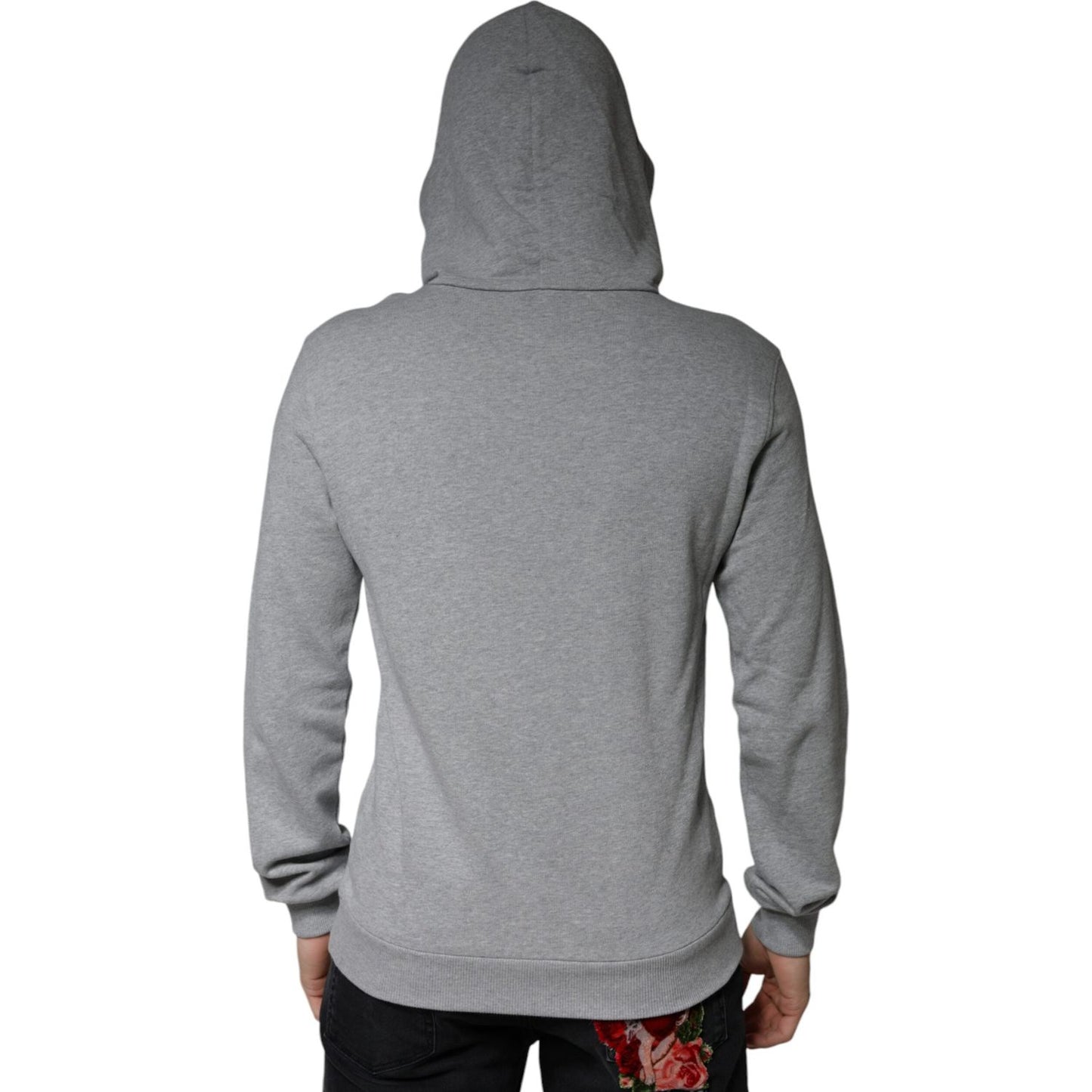 Dolce & Gabbana Gray Cotton Logo Hooded Sweatshirt Sweater Dolce & Gabbana Light Slate Gray