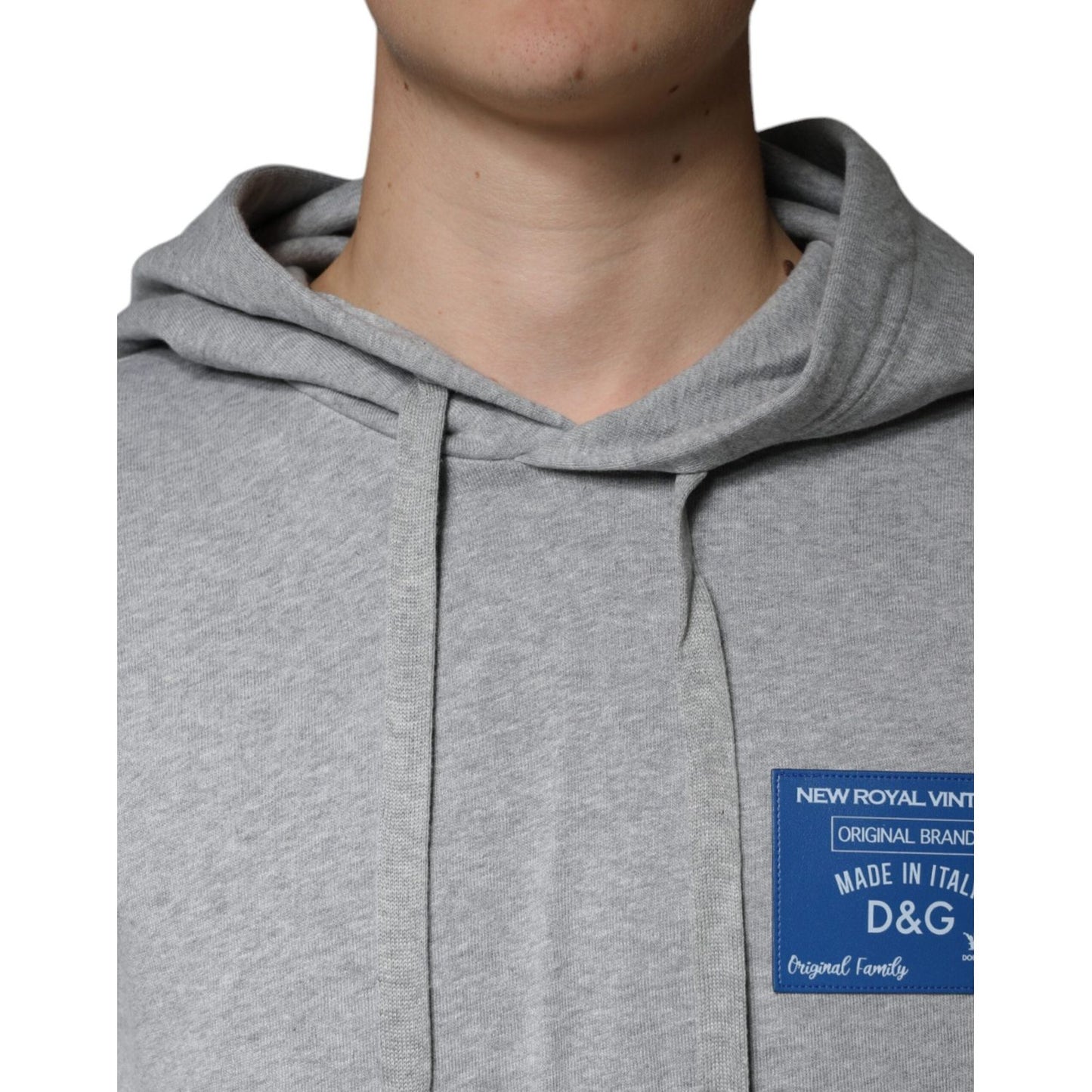 Dolce & Gabbana Gray Cotton Logo Hooded Sweatshirt Sweater Dolce & Gabbana Dark Gray