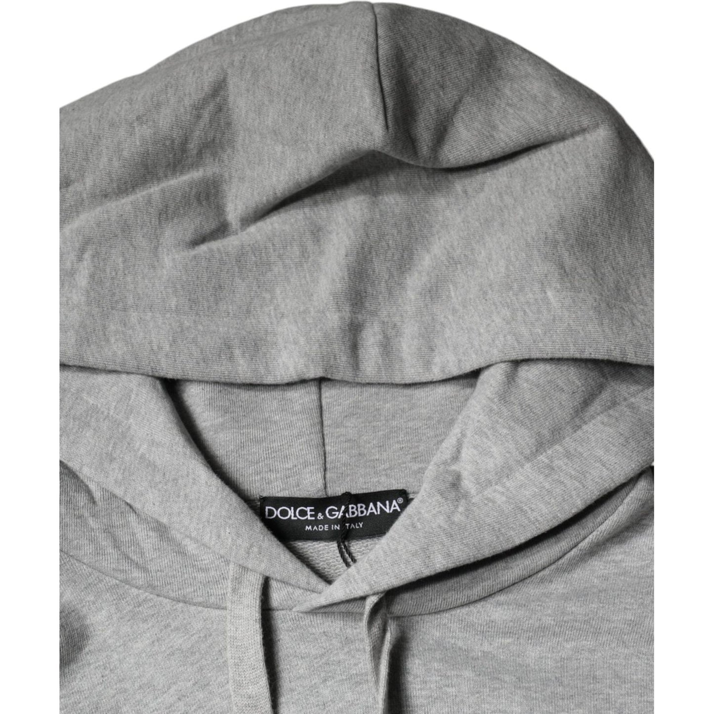 Dolce & Gabbana Gray Cotton Logo Hooded Sweatshirt Sweater Dolce & Gabbana Dark Gray